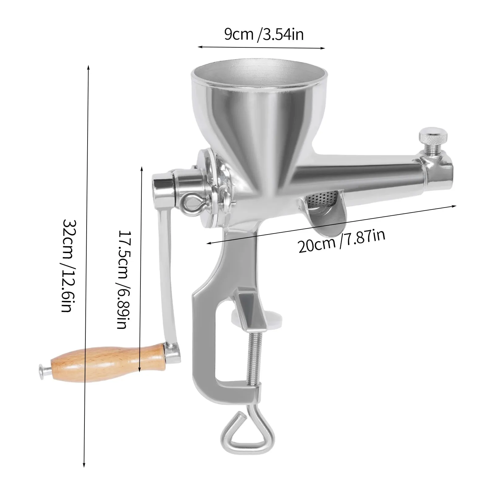 Manual Juice Squeezer – 304 Stainless Steel – C-Clamp Base – 3.54" Inlet – for Wheatgrass Vegetable Fruit – Easy Clean – Home & Commercial – Silver — image 6