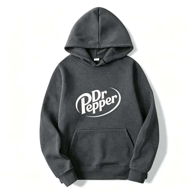 2026 Autumn Warm Dr Pepper Letter Printed Hoodies Street Men Fashion Fleece Sweatshirts Casual Unisex Pullover Tops Fashion Tre