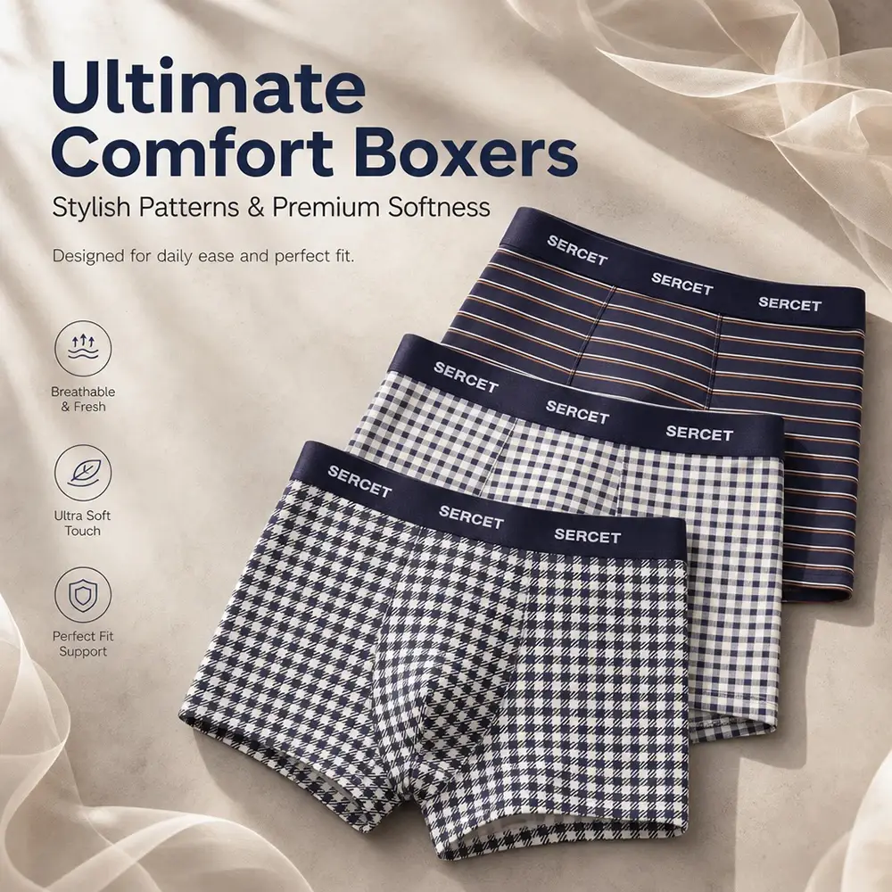 1/3PCS 95% Cotton Soft Boxers Striped/Dot/Plaid Knit Man Underwear Autumn Breathable Antibacterial 3D Mesh Crotch Men's Panties — image 6