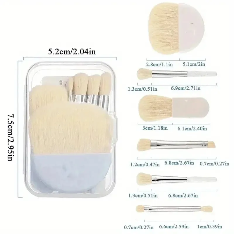 Juego de Mini brochas de maquillaje, 6 uds. Con caja, base en polvo cosmética portátil, colorete, mezcla, corrector, herramienta de maquillaje
