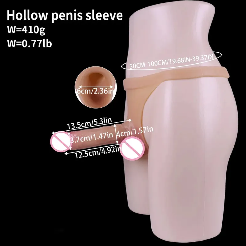 สายรัดซิลิโคนDildoสำหรับเลสเบี้ยนเกย์Reusable HollowอวัยวะเพศชายผิวDildoกางเกงStraponอวัยวะเพศชายของเล่นสำหรับชาย 18