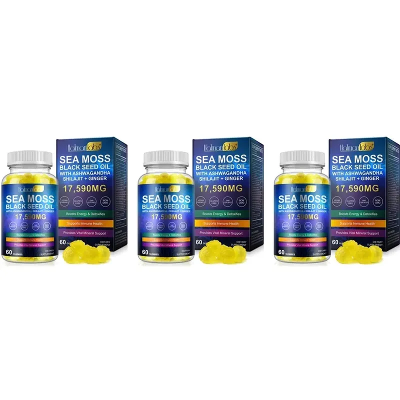 HalmanLabs Gomitas de aceite de semilla negra de musgo marino con vitamina C y vitamina D para la salud inmune y apoyo mineral vital 60 gomitas — image 9