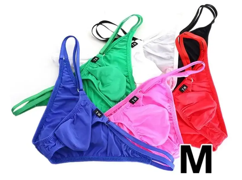 Lelaki Cincin O Logam Boleh Laras Dua Tali Nipis Bikini Seluar Rendah Naik Sutera Ais Sutera 3D U Convex Pouch Seluar Dalam Lelaki Seksi — image 20
