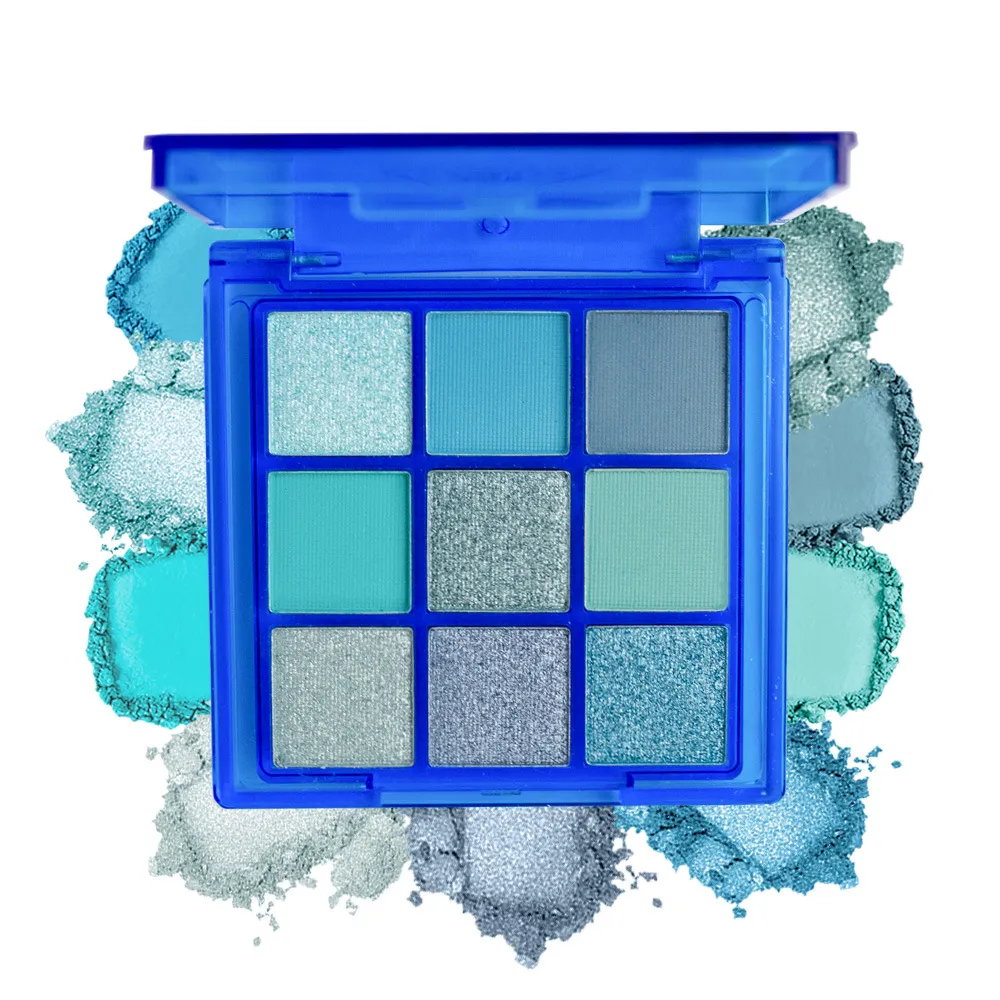 9‑Color Cool Blue Eyeshadow Palette Matte Shimmer Teal Glitter Eye Makeup Palette High Pigment for Party Stage Cosplay — image 5