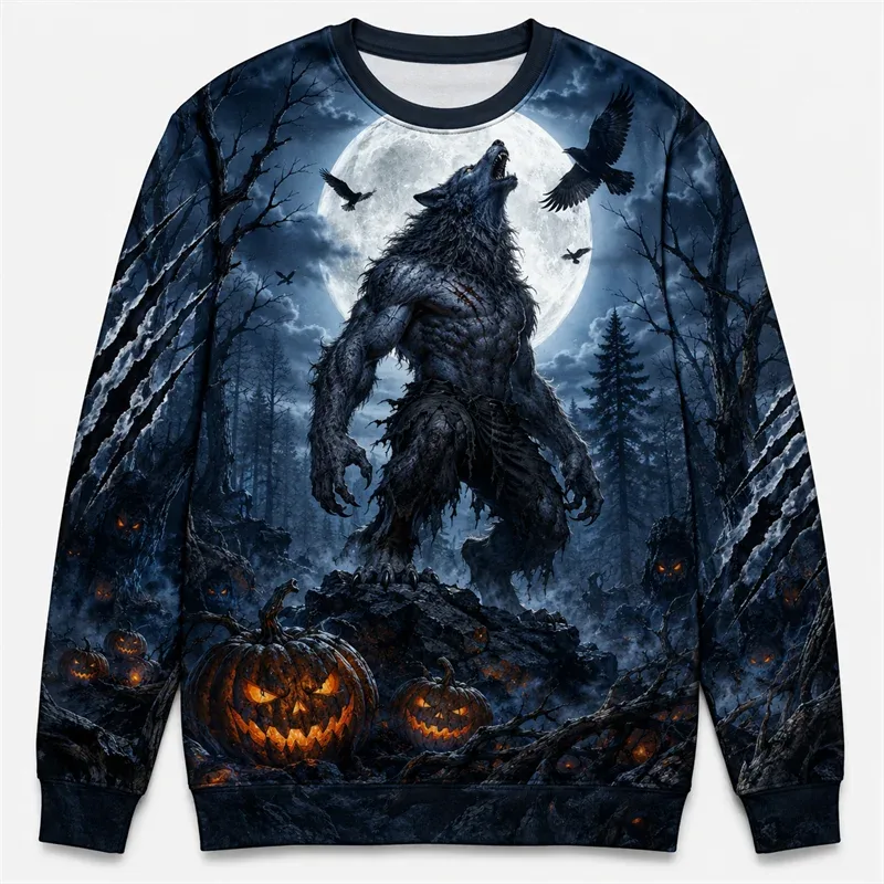 2026 New Ghost Pumpkin Skeleton Print Halloween Sweatshirts Fashion Holiday Wear Unisex O Neck Sweater Cool Streetwear Pullovers — image 11