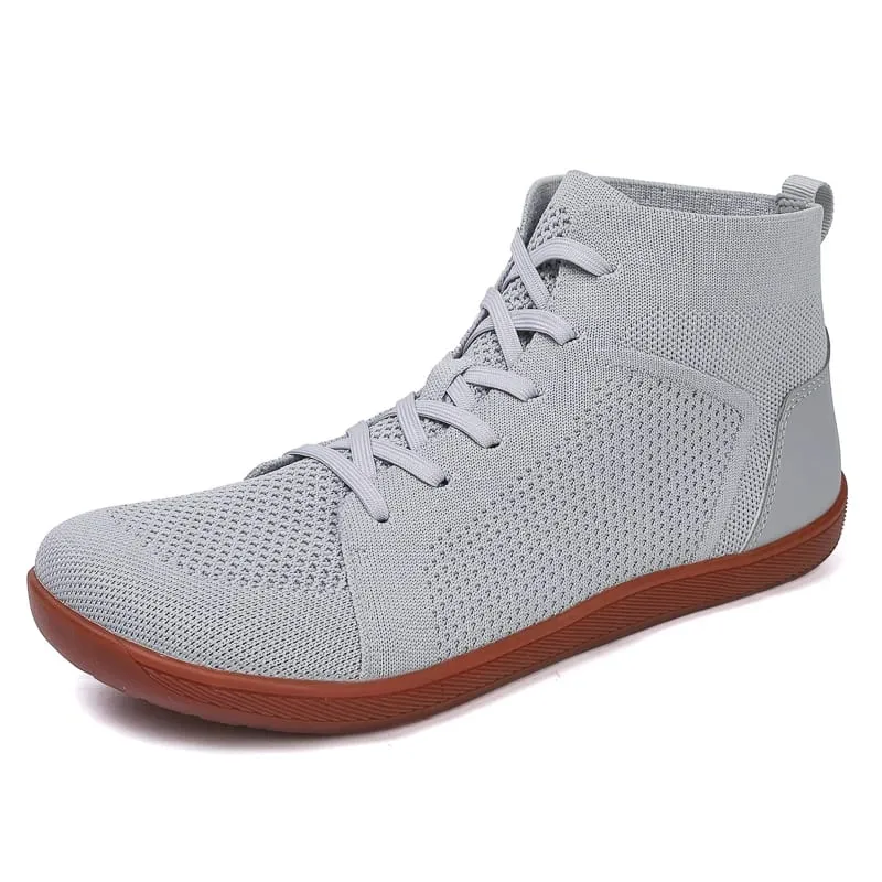Mid Top Barefoot Shoes for Men Women Wide Toe Box Minimalist Sneakers Breathable Knit Zero Drop Wide Fit Casual Walking Shoes