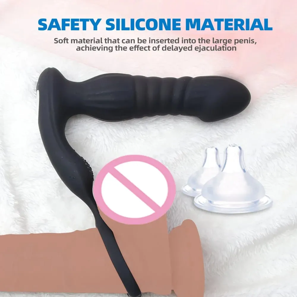 Pagtulak ng Anal Vibrator na may Cock Ring Prostate Massager Anal Plug Vibrator Remote Control Butt Plug Sex Toy para sa mga Lalaki at Mag-asawa — image 3