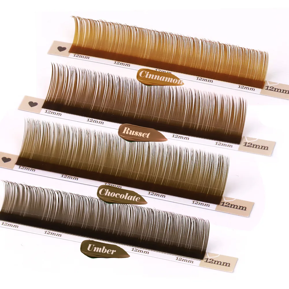 Pro 20 Rows Brown Collection Individual Eyelash Extension Russian Volume Lashes MIX7-15 Soft Mink Brown Eyelashes Makeup — image 4