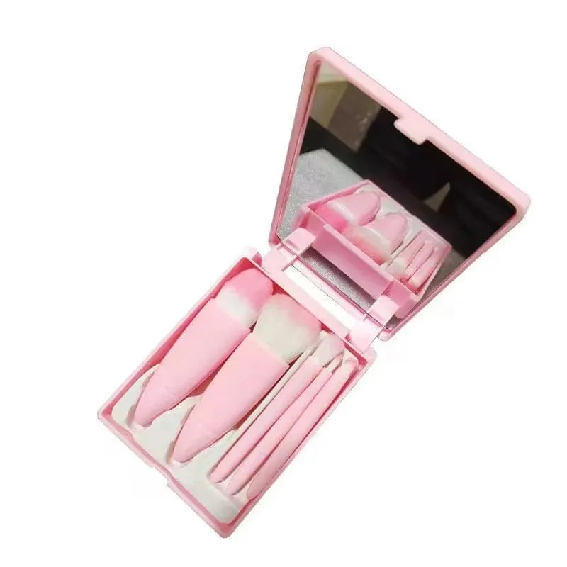 【B】5Pcs Makeup Brushes Set Mini Makeup Brushes Small Complete Function Cosmetic Brushes Kit With Case And Mirror — image 8