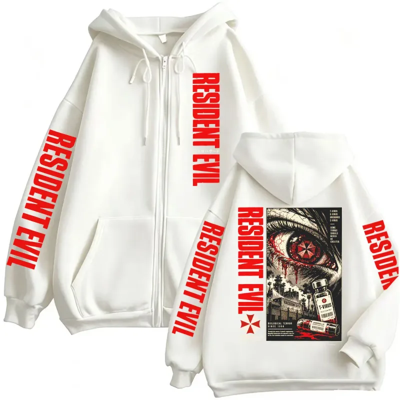 Vintage Resident Evil Zombie Horror Gaming Zip Up Hoodies Men Women Fashion Classic Harajuku Sweatshirts Jacket Coats Streetwear — image 7