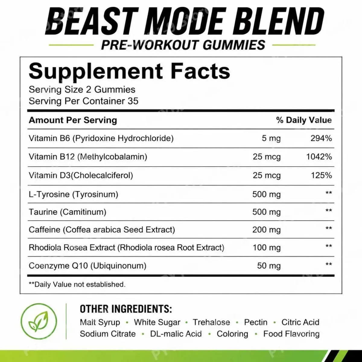 Docteat Beast Mode Blend Pré-entraînement Gummies Concentration énergétique et soutien à l'endurance pour l'entraînement en force et les journées de gym actives 70 pièces — image 6