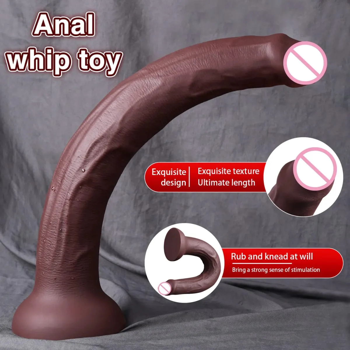 Long Dildo Realistic Snake Shape Single Layer Silicone Big Penis Soft Anal Sex Toys Suction Cup Dick for Women G-spot Orgasm 18+ — image 5