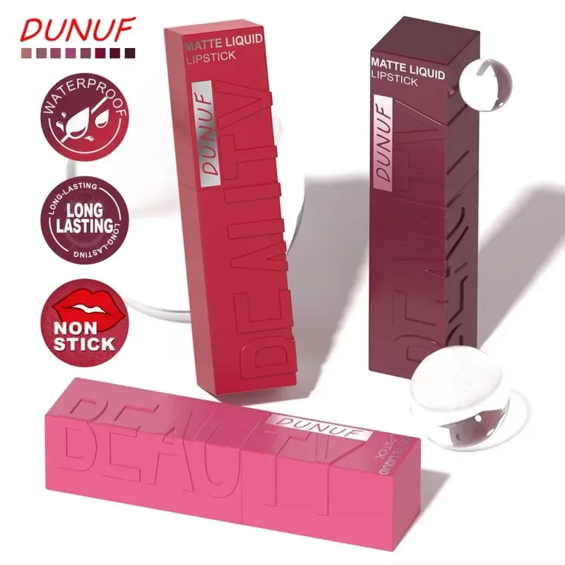 Batom labial fosco, 8 cores, suave, fácil de aplicar, tubo quadrado de brilho, veludo, à prova d'água, tridimensional, sexy, maquiagem de batom — image 3
