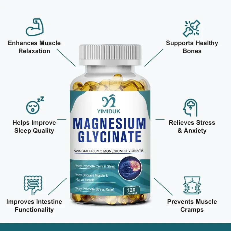 Buy 1 Get 1 Free! Pure Magnesium Glycinate Supplement for Deep Sleep & Stress Relief Aid Muscle Relaxation & Nervous System
