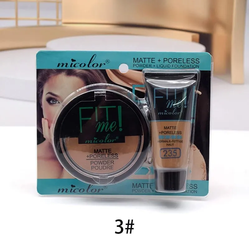 Micolor Fit Me 2 IN 1 Poreless Powder & Liquid Foundation Full Coverage Liquid Concealer Scars Μαύροι κύκλοι Ακμή Καλλυντικό Σετ — image 9