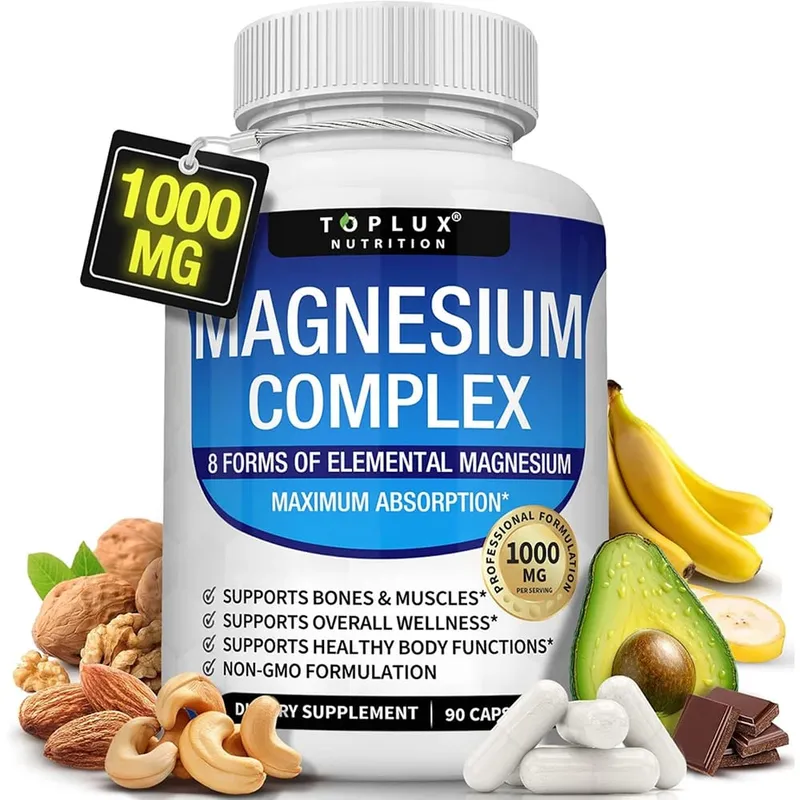 Complexe de magnésium 1000 mg 8 supplément de magnésium élémentaire avec glycinate citrate oxyde aspartate orotate malate taurate haute abs
