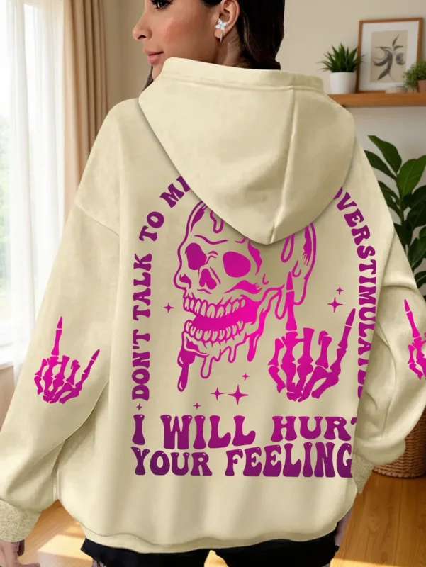 Halloween Hoodie with Skeleton Print Casual Long Sleeves and Pockets Women Men Everyday Wear Hooded Halloweenn Hoodies