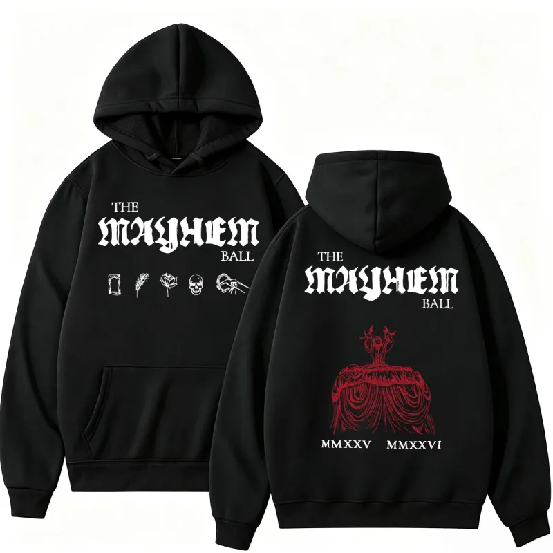 Lady Gaga The MAYHEM Ball Red Dress Hoodies Fashion Pop Music Vintage Sportwear Loose Fleece Casual Men Women Sweatshirt Gifts