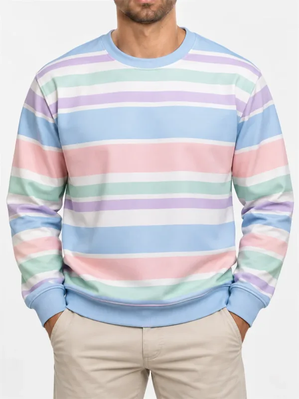 Pánská Vintage mikina s pruhovaným výstřihem Ležérní Pulovr s dlouhým rukávem Color Block Podzim Streetwear Každodenní móda Klasický top — image 4