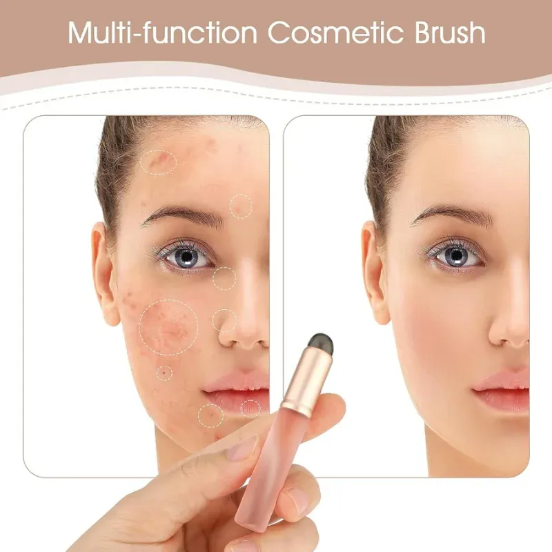 Silikon Läppborste Små runda huvuden Smudge Borstar Dammtät täckt läppborste Multifunktionell läppstift Concealer Makeup Tools — image 5