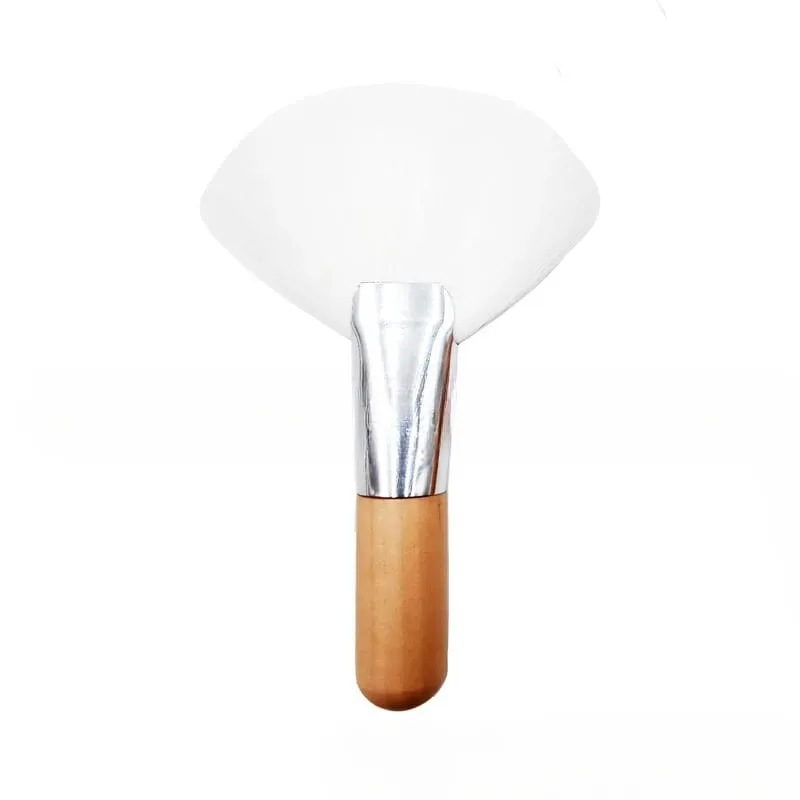 Mini escova de maquiagem suave esteticista limpeza cosmético pequeno branco curto punho de madeira escovas de fã de fibra sintética para facial — image 9