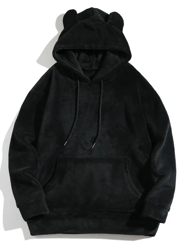 Men Autumn Winter Plus Size Hooded Coat Personality Fashion Casual Loose Daily Street Wear Male Hoodie Outerwear Tops — image 6