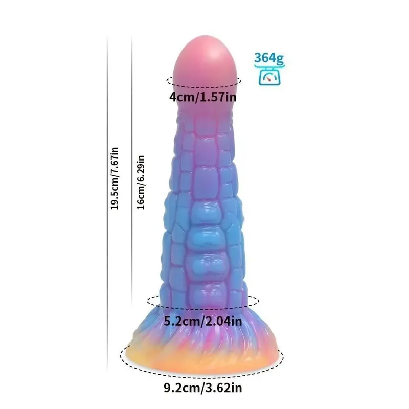 Plugue anal realista noturno brilhante, vibrador luminoso monstro dragão para mulheres e homens, plugue anal sexy em forma de cachorro, brinquedo sexual para casais — image 21