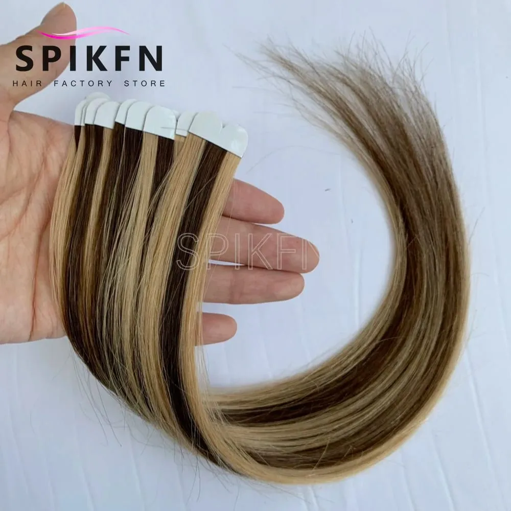 14inches Mini Tape-In Hair Extensions Straight Human Hair Seamless Skin Weft 10pcs/pack Lightweight Butterfly Tape Hair
