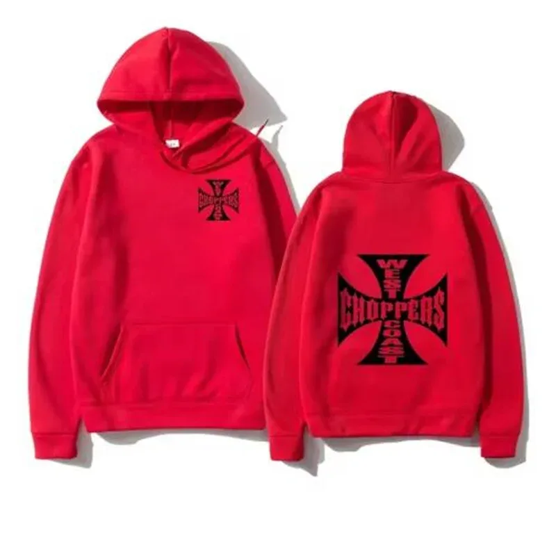West Coast Iron Cross Choppers imprimé hommes à capuche mode Cool sweat unisexe mode polaire sweat à capuche Streetwear
