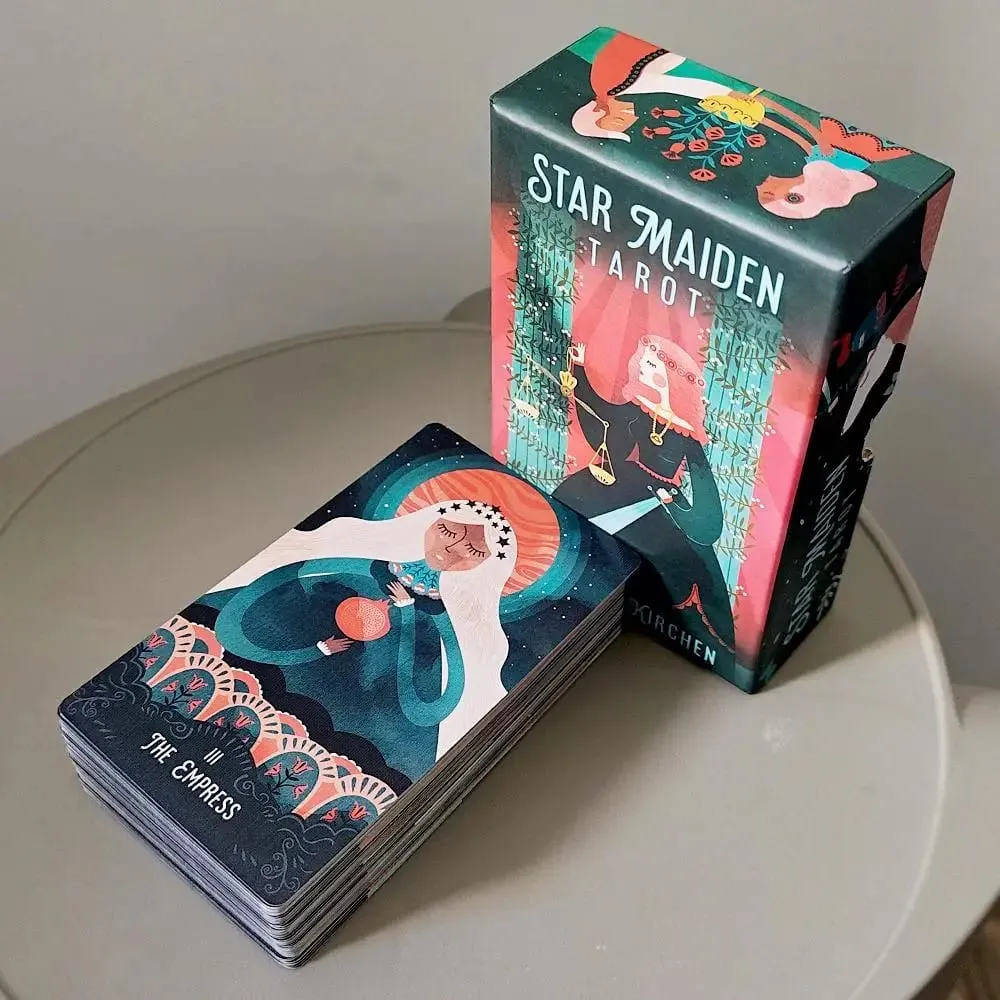 Star Maiden Tarot Deck 78 Card Deck Aesthetic Celestial Divine Tarot σε άκαμπτο κουτί δύο τεμαχίων διπλό ανάγλυφο 12*7cm — image 7