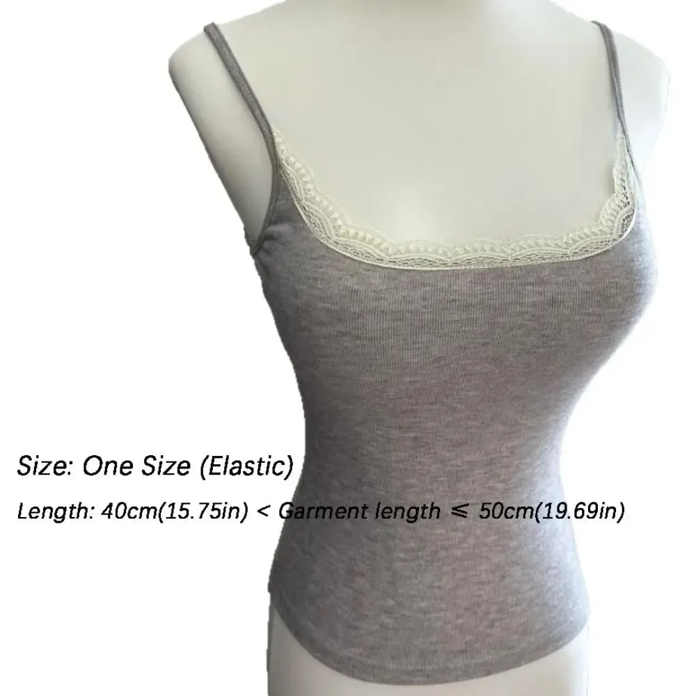 Fashion with Chest Pad Camis Tank Tops Elastic Versatile Lace Tops Integrated Top Warm Undershirt Women Clothes