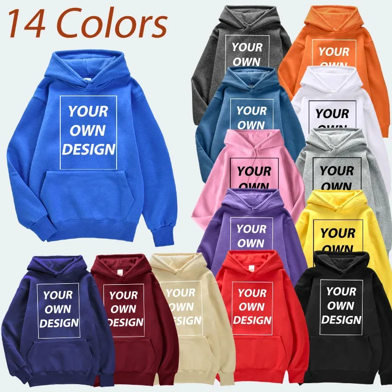 Cetakan DIY Tersuai Lelaki Wanita Hoodies Musim Gugur Musim Sejuk Kasual Pullover Klasik Pakaian Jalanan Selesa Mudah Pakaian Sukan Lembut Hangat