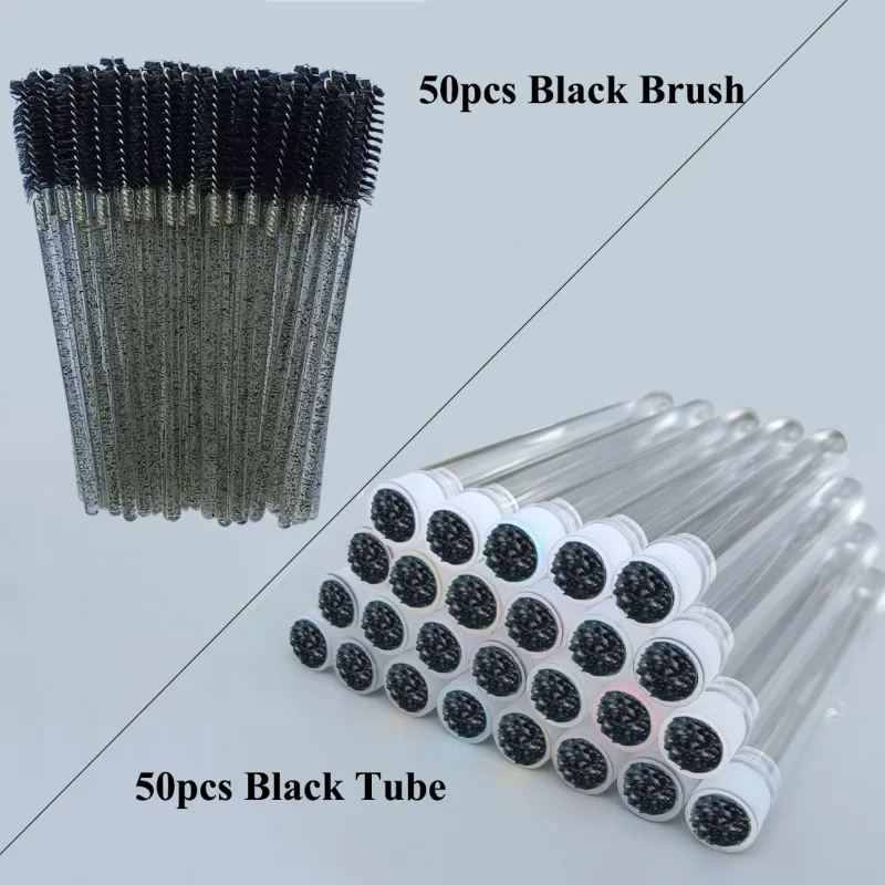 50/100 pces tubo de escova de cílios reutilizáveis para extensão de cílios varinhas de rímel descartáveis escova de sobrancelha aplicador escovas de cílios — image 8