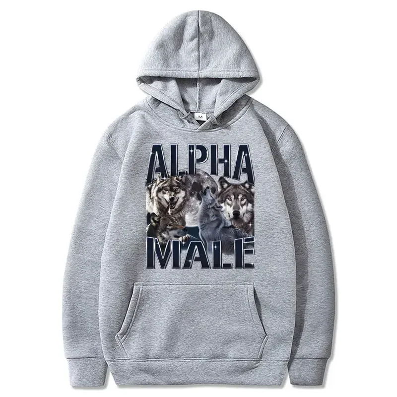Wolf Pack Hoodie Unisex Alpha Male Moon Funny Retro Vintage Aesthetic Cool Trendy Oversized Casual Sport Sweatshirts