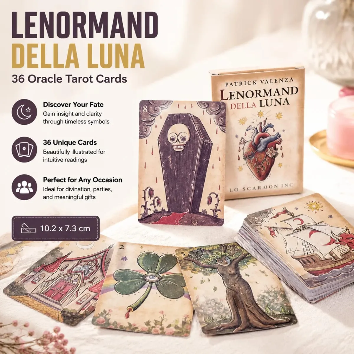 Lenormand Della Luna Tarot Deck 36 Cards Divination Oracle Cards for Fate Reading Party Game 10.2x7.3cm — image 1