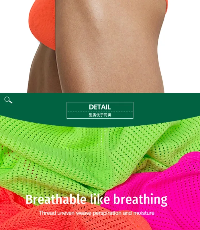 Panlalaking Nylon Blend Mesh Breathable Briefs Horn Splice Letter Embossed Malapad na Elastic Waistband Kulay Fluorescent Sexy Underwear