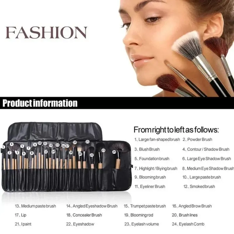 24 pçs conjuntos de pincéis de maquiagem pincéis cosméticos profissionais sobrancelha pó fundação sombras pinceaux compõem ferramentas