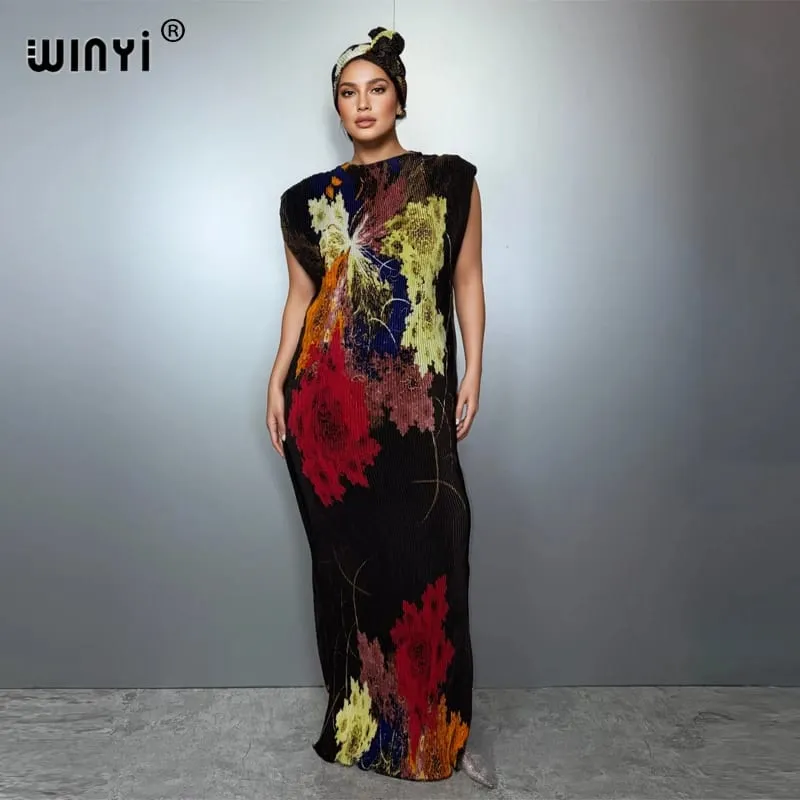 จีบ Elastic Slim ผู้หญิง Crumple ออกแบบจีบหรูหรา Abaya มุสลิมชุด Poncho สำหรับผู้หญิงชายหาด Kaftan — image 5