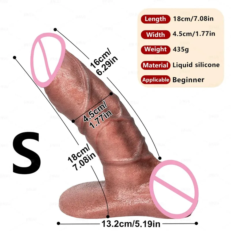 XXL Thick Silicone Dildo with Large Suction Cup Skin-Friendly Soft Silicone Massager Realistic Pore-Level Texture Penis Sex Toy