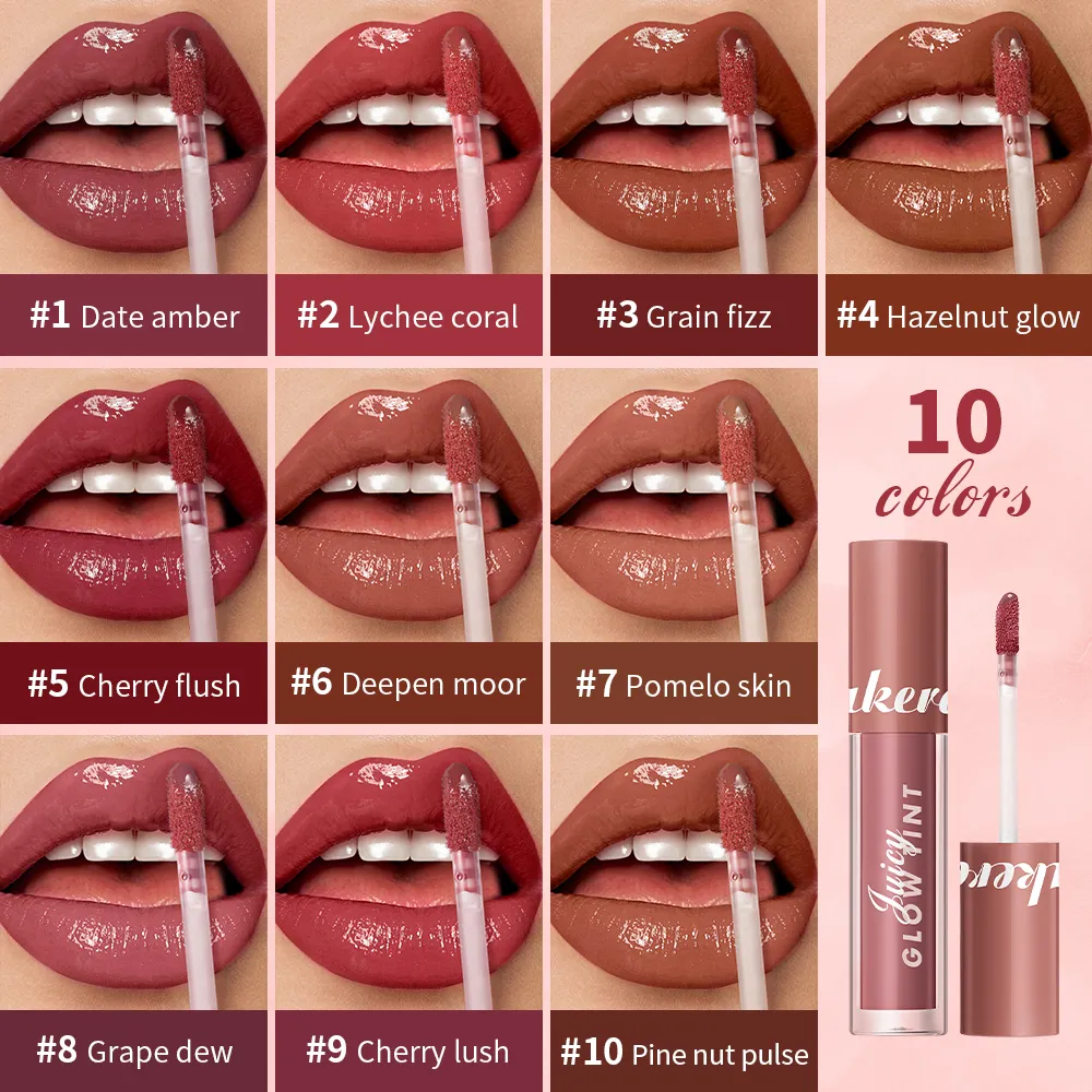 Juicy Glow Lip Tint Mirror Shine Lip Gloss Idratazione profonda Idratante rugiadoso a lunga durata Trucco per labbra colorato ad alta lucentezza non appiccicoso — image 2