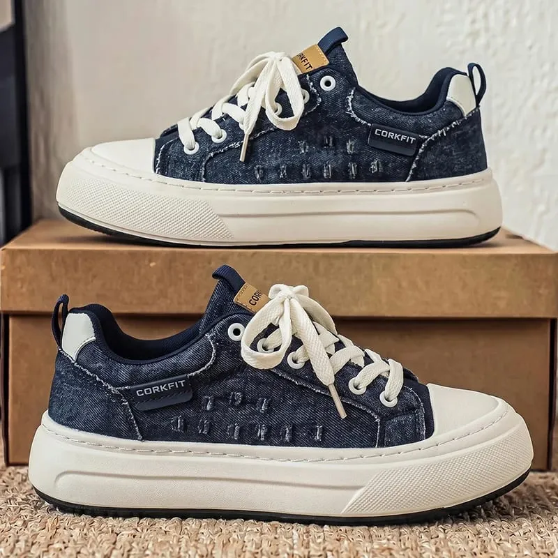 PersonalizedSpringandAutumnNewMensShoesKoreanStyleFashionableLargeSizeLowTopCasualShoes Denim Single ShoesVersatile Sneakers — image 3
