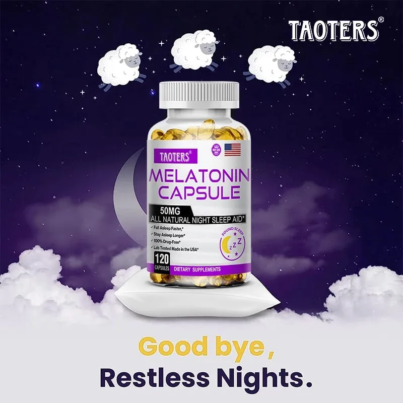 Melatonin Capsules 50mg - Promote Falling Asleep Quickly Calm The Mind Natural Sleep Aid Supplement — image 1