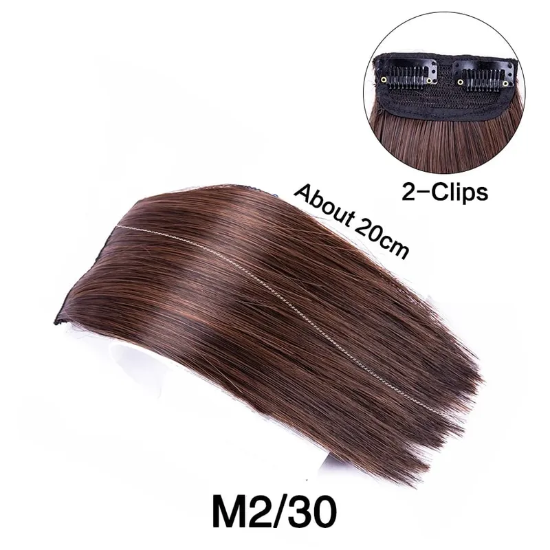 Synthetic 10"20"30Cm Clip In Extension Straight Hair Pad Hairpieces Thinning Hair Invisible Seamless Hair Pads Increase Hair