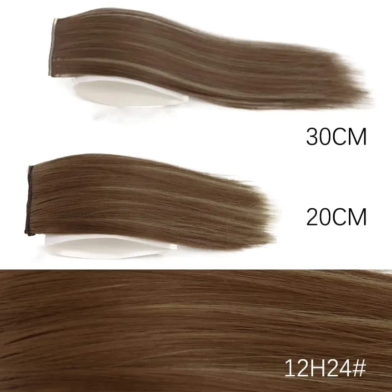 Extension de cheveux synthétiques lisses invisibles à Clip, 20/30cm, une pièce, couverture supérieure et latérale, postiche moelleuse pour femmes — image 14
