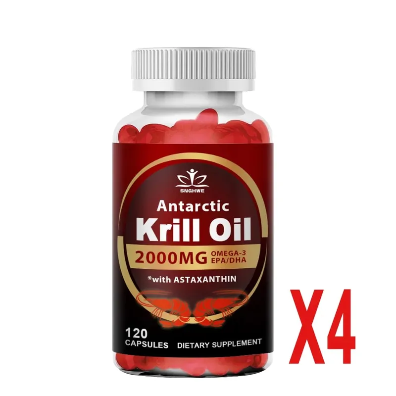 2000Mg Krill Oil Phospholipid Omega-3 EPA & DHA Phospholipids and Astaxanthin for Joint Brain Immune and Cardiac Support Diet