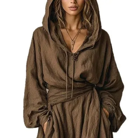Robe de soirée en coton et Polyester imprimé pour femmes, col en V, coupe ample, ceinture, Maxi, taille portefeuille, Style Boho, longue — image 4