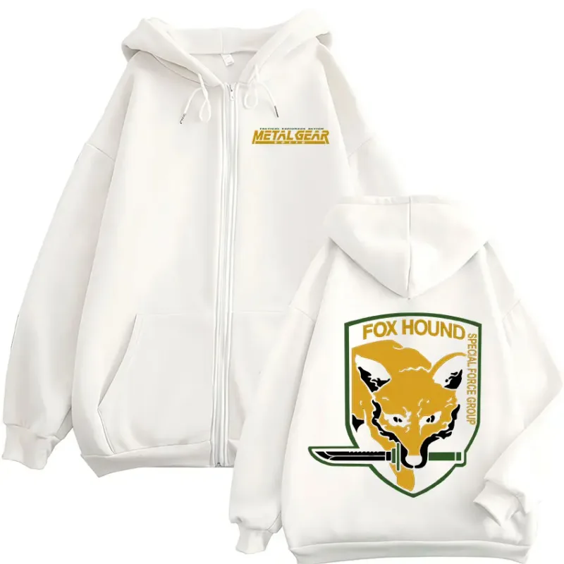 Metal Gear Solid Game FOX HOUND Logo Print Zipper Hoodies Men Women Clothing Fashion Pullovers Zip Up Hooded Sweatshirts Jackets — image 9