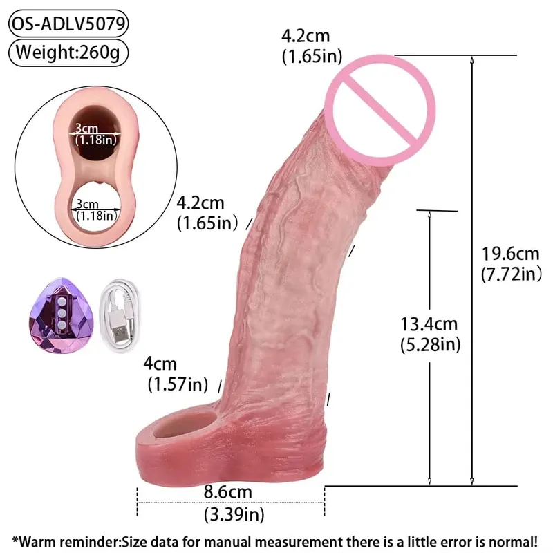 Wireless Control Realistic Hollow Dildo Soft Silicone Penis Sleeve Condom Male Dick Enhancer Delay Ejaculation Sex Toys — image 8