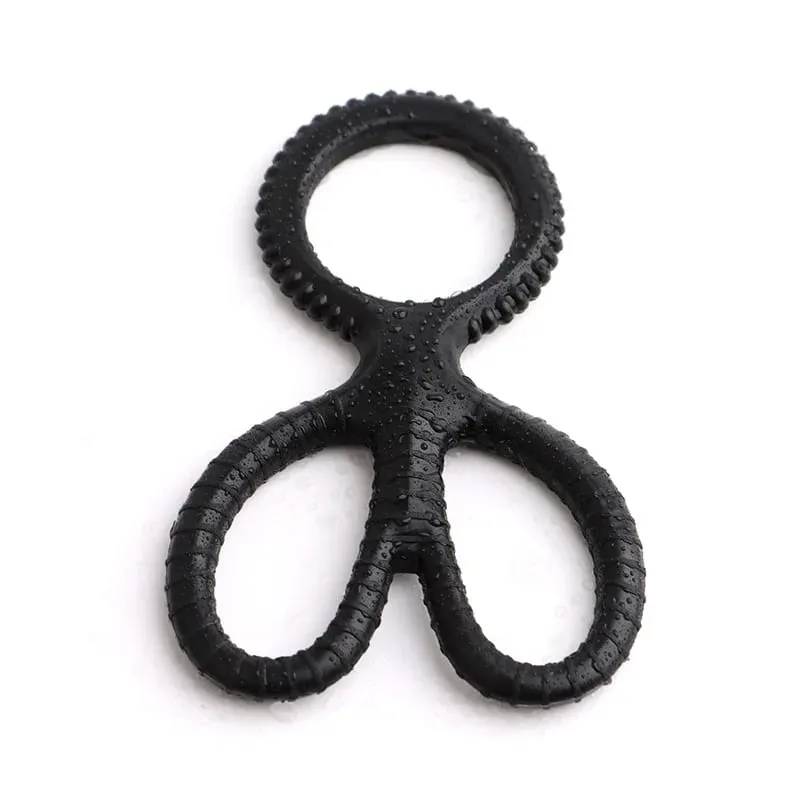 スーパーソフトシリコーンペニスリング遅延射精ボール陰嚢ストレッチャトリプルコックリング Cockring 緊縛大人のおもちゃ男性 — image 12