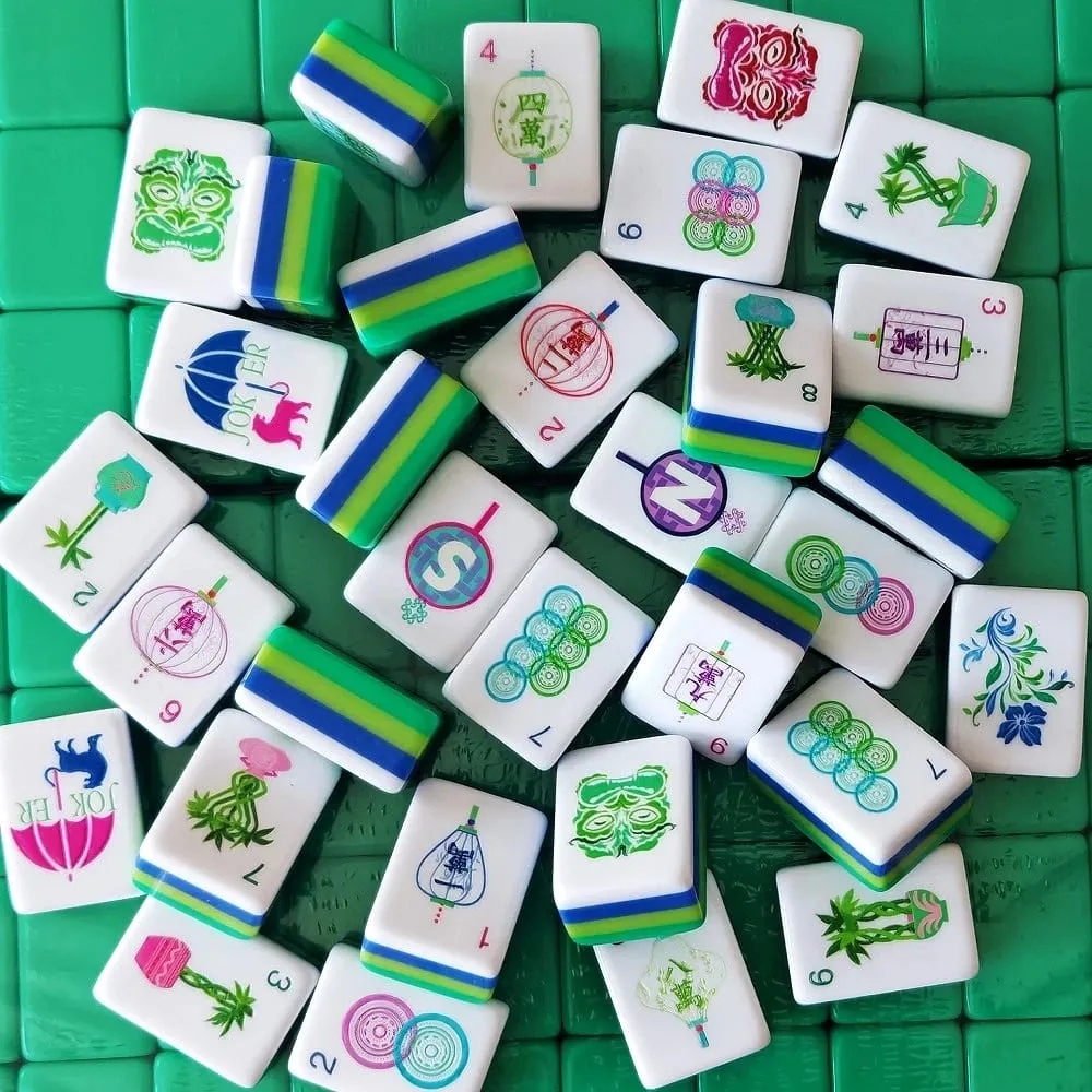 US Stock Green Premium Luxury American Mahjong Set Acrylic Travel Mahjong Tiles Portable Mah Jongg Sets Adult Indoor Board Games — image 5